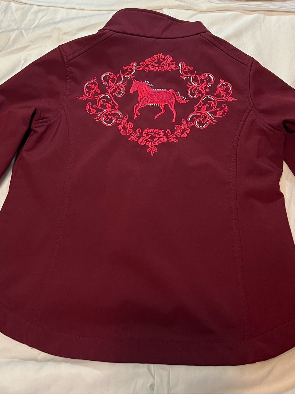 Shyanne Maroon and Pink Girls' Rashguard Jacket with Horse Motif - Picture 5 of 6